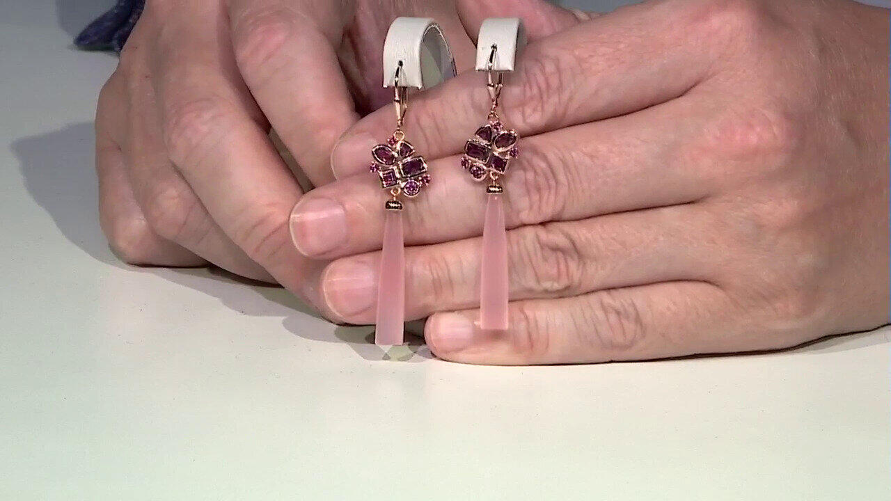 Video Pink Chalcedony Silver Earrings (KM by Juwelo)