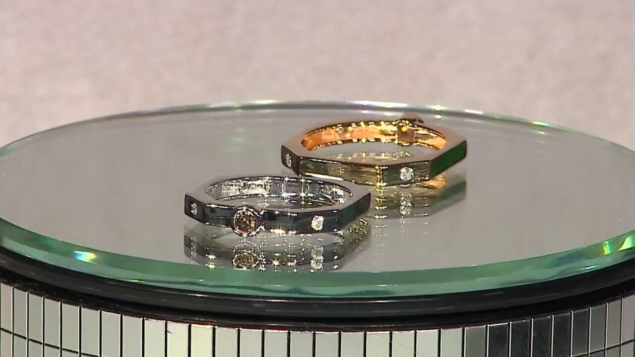 Video Anello in argento con Diamante Champagne I2 (de Melo)