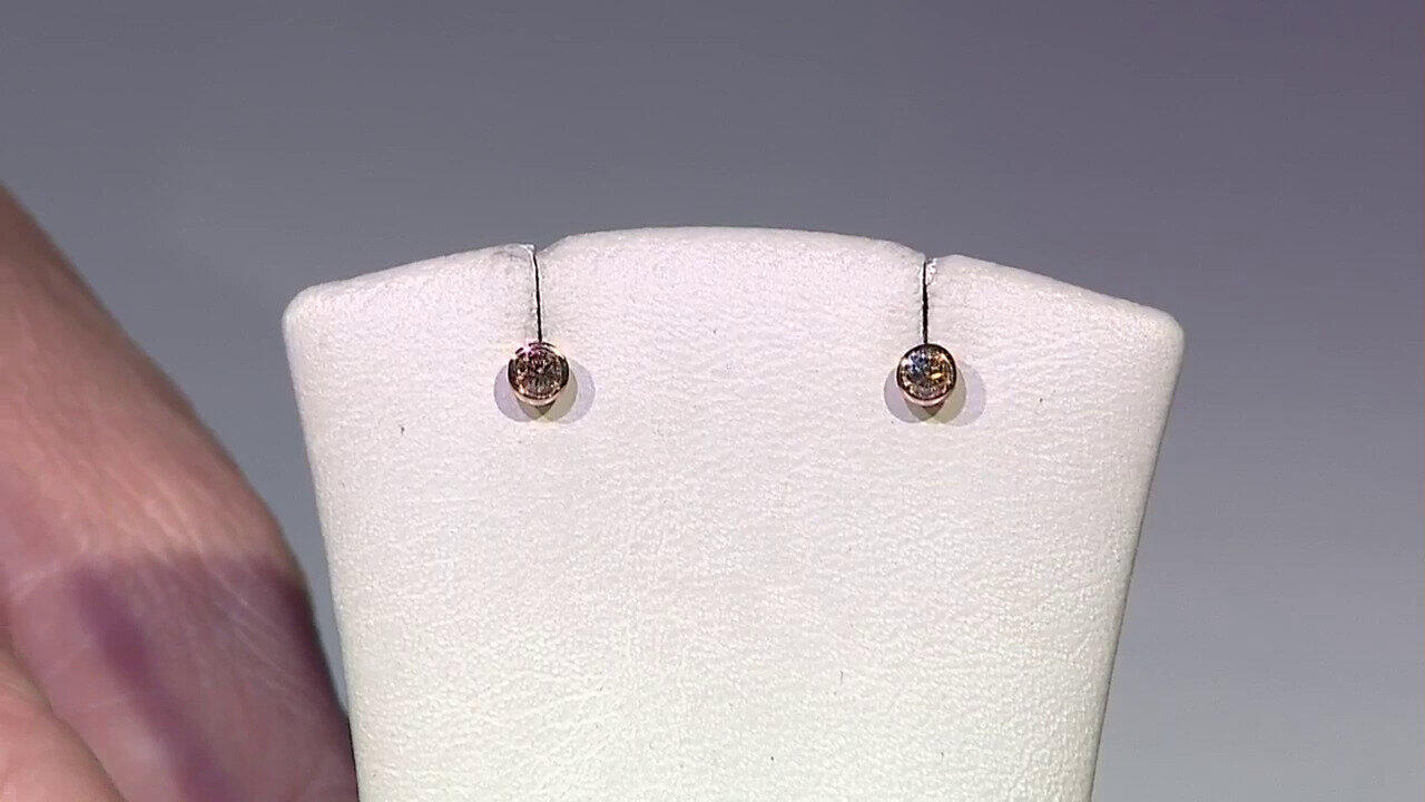 Video 9K SI1 Argyle Rose De France Diamond Gold Earrings (Annette)
