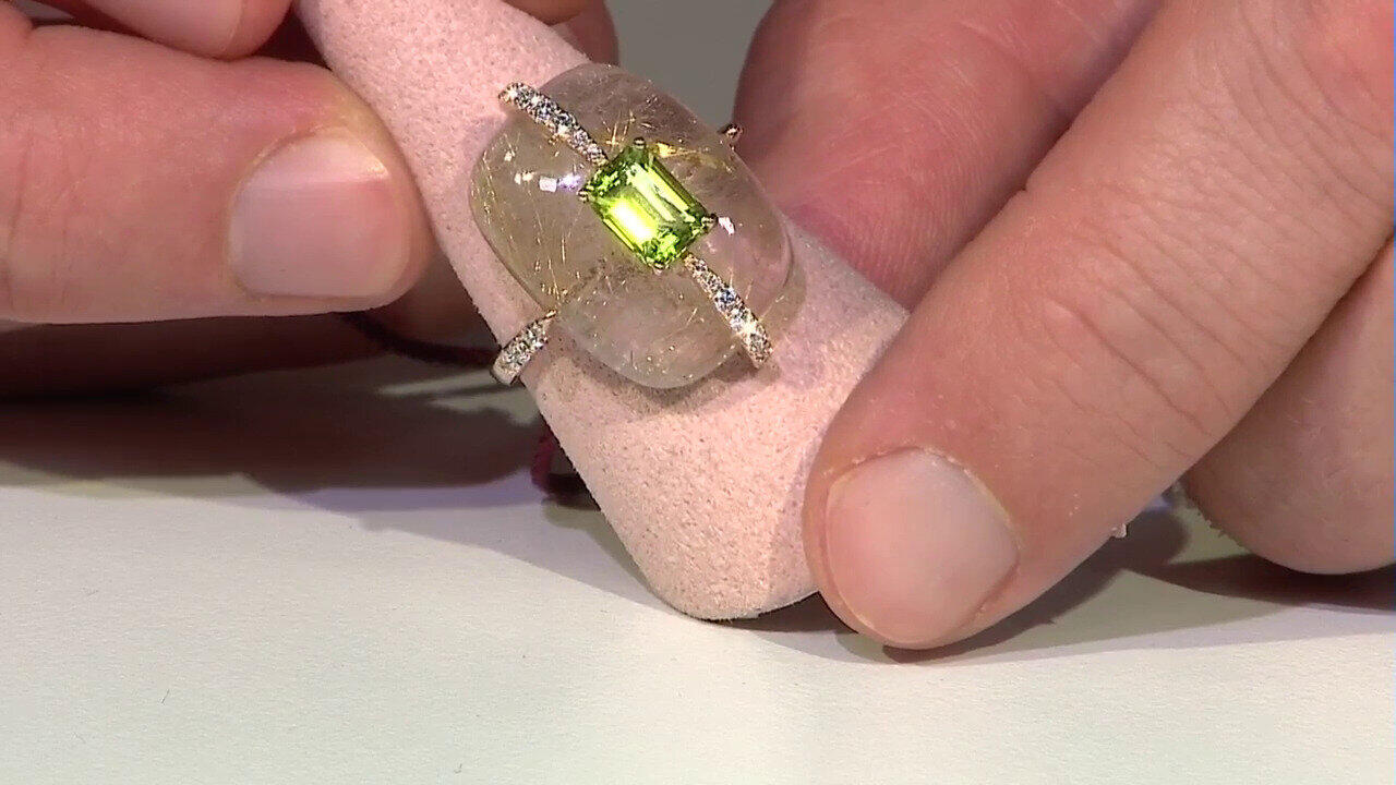Video Bague en or et Quartz rutile (Cheveux de Vénus) (CIRARI)