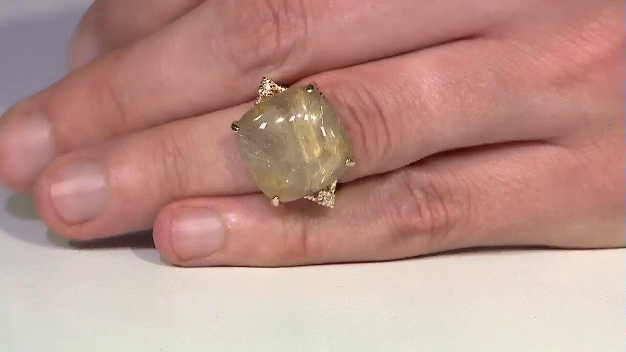 Video Bague en or et Quartz rutile (Cheveux de Vénus) (CIRARI)