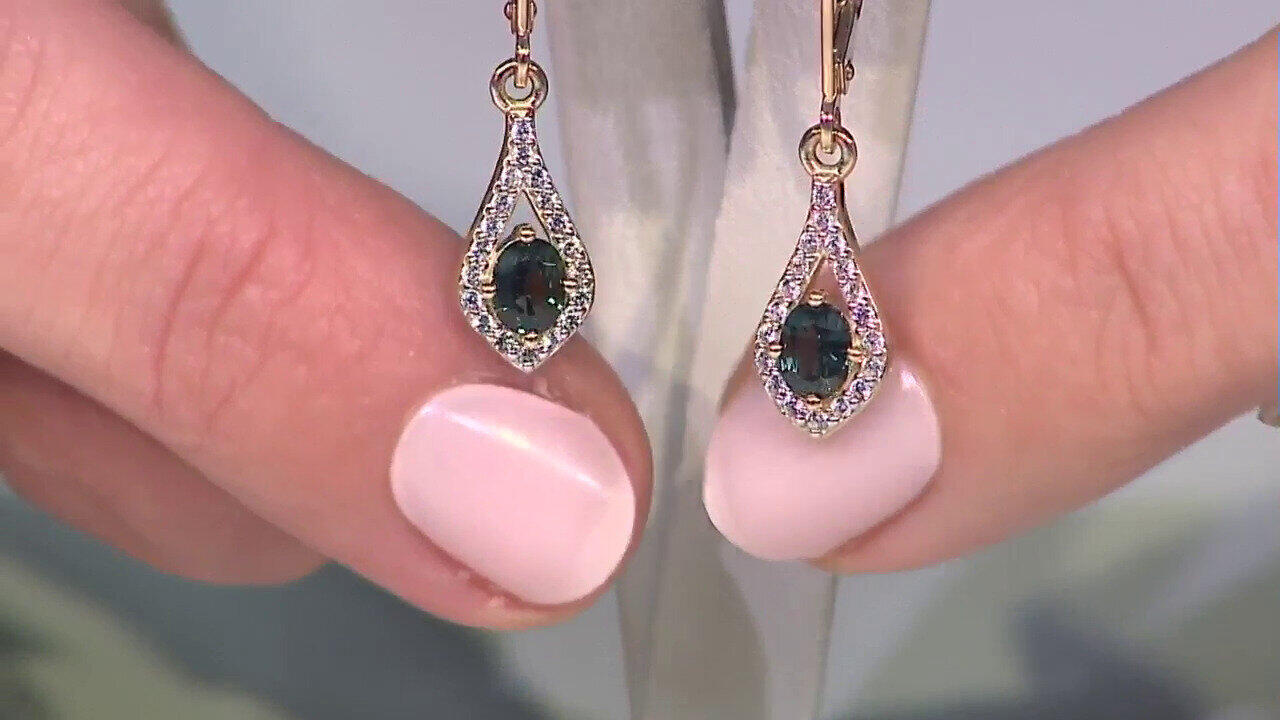 Video 9K Biashara Sapphire Gold Earrings