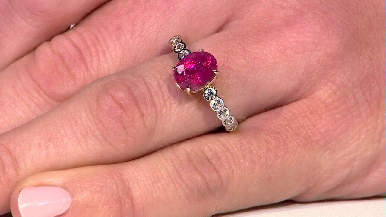 Video Gouden ring met een Californiaanse roze toermalijn