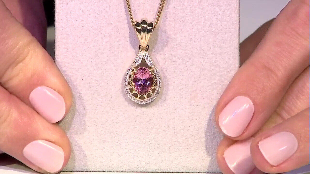 Video 9K Californian Pink Tourmaline Gold Pendant