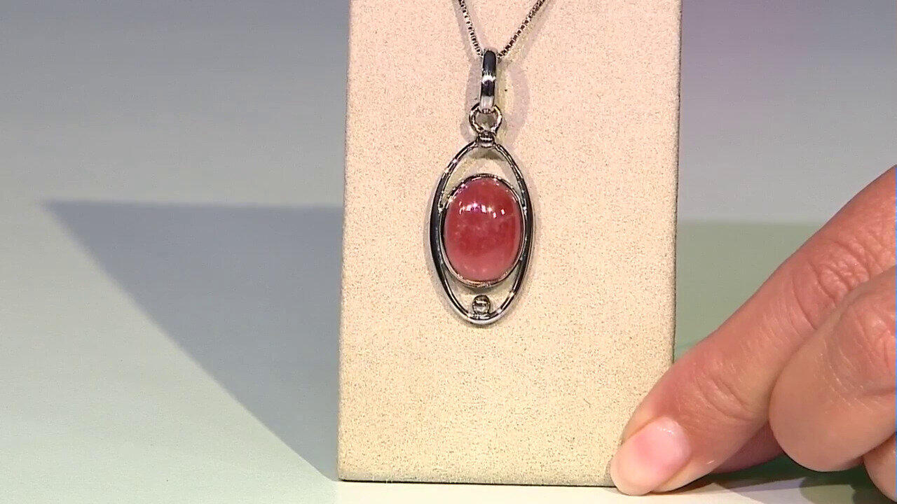 Video Zilveren hanger met een rhodochrosiet (Bali Barong)