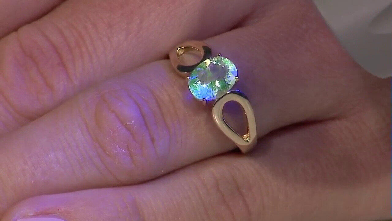 Video Gouden ring met een Mexicaanse hyaliet opaal