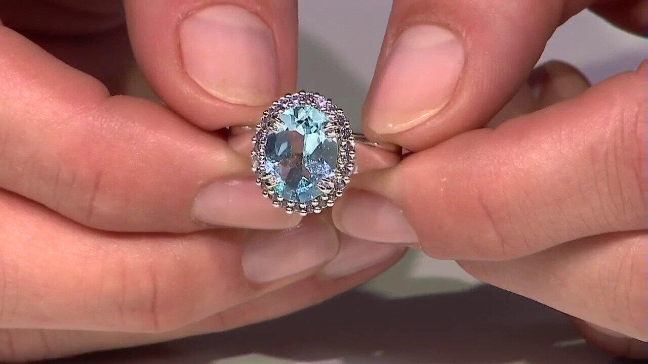Video Anillo en plata con Topacio azul cielo