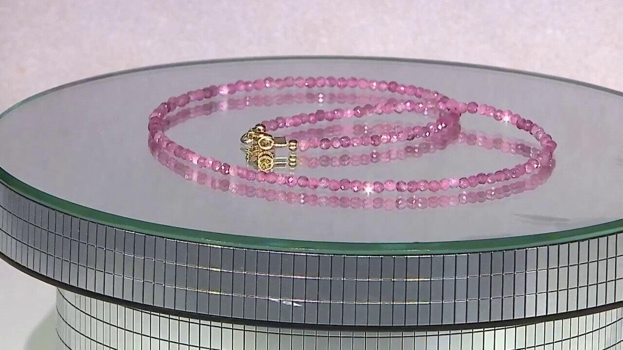 Video Nigerianischer Pinkfarbener Turmalin-Silberhalskette