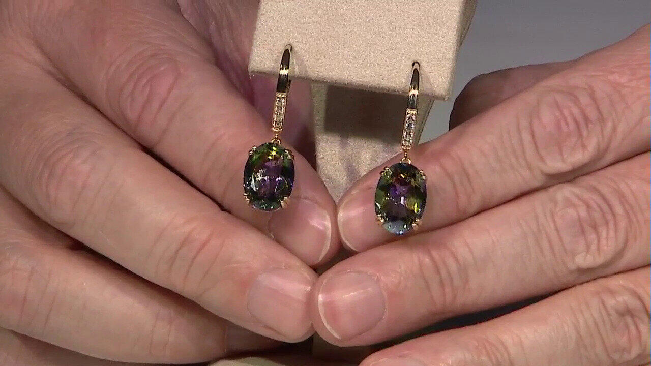 Video Boucles d'oreilles en argent et Quartz mystique vert