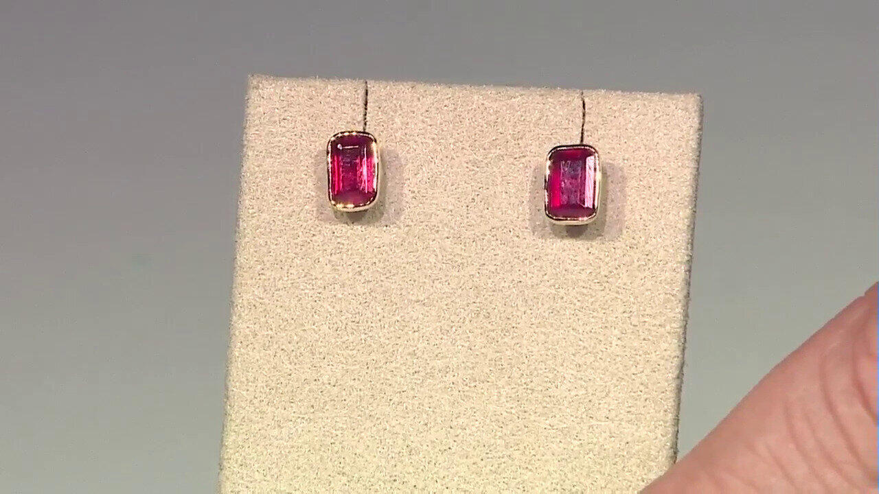 Video 9K Madagascar Ruby Gold Earrings