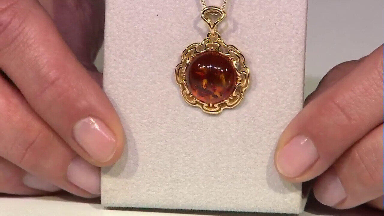 Video Ciondolo in argento con Ambra Baltica Cognac (dagen)