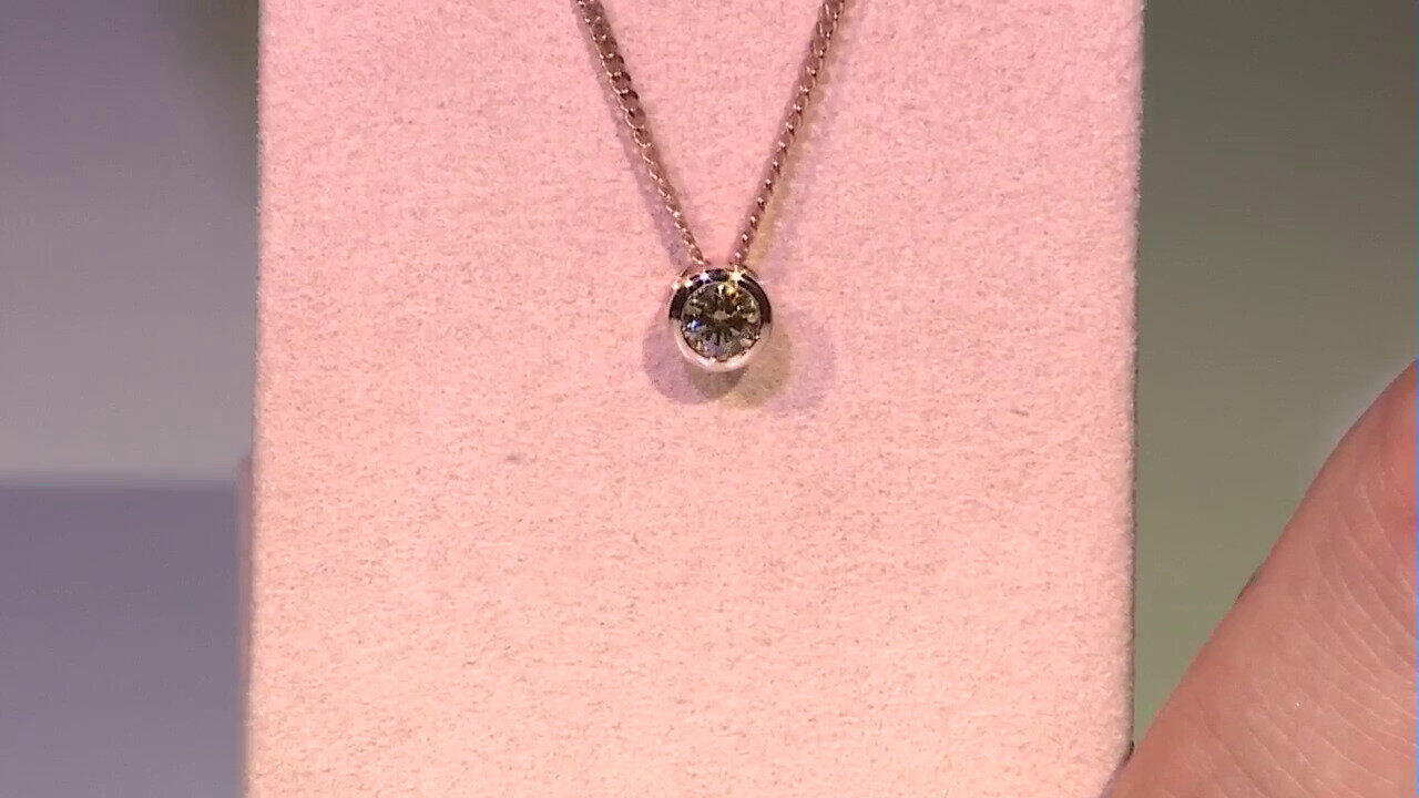 Video 14K VS1 Argyle Rose De France Diamond Gold Pendant (Annette)