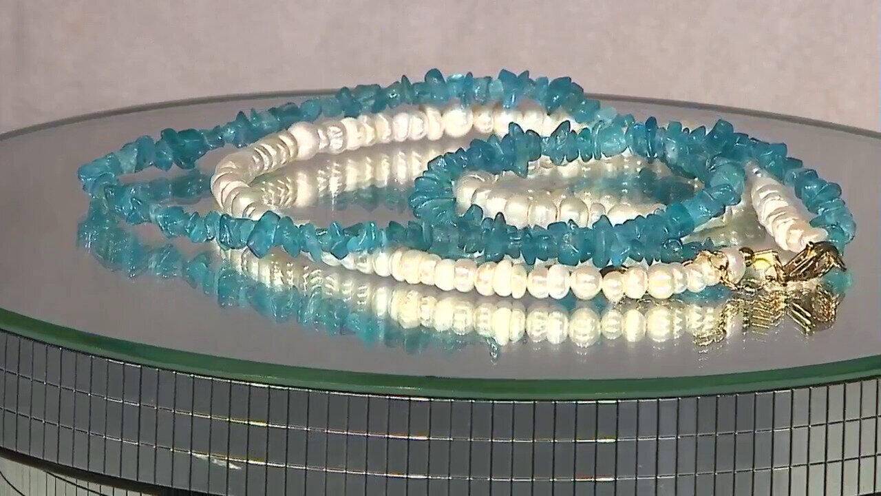 Video Collier en argent et Apatite bleu néon