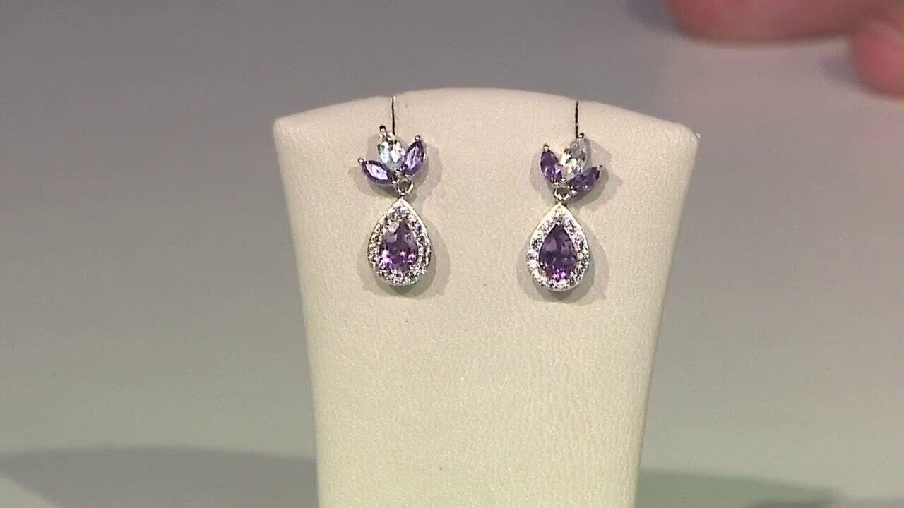 Video Boucles d'oreilles en argent et Améthyste