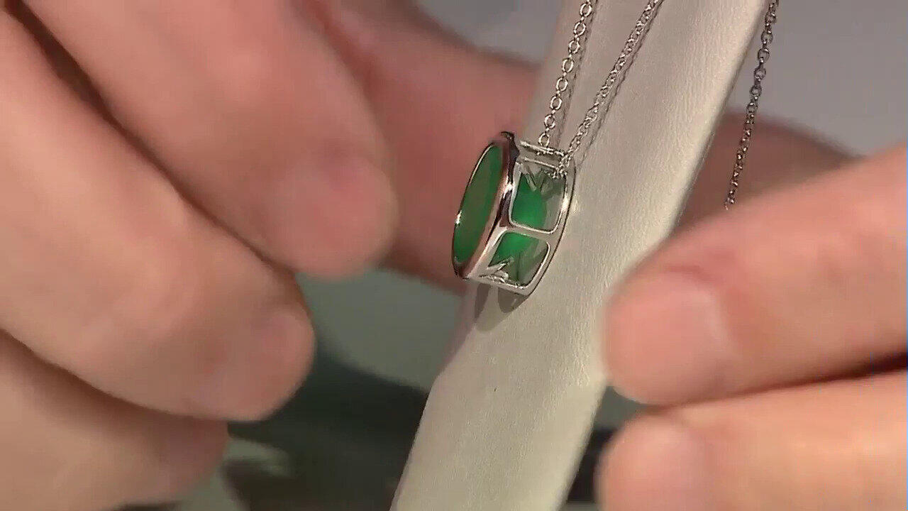 Video Green Agate Silver Necklace (MONOSONO COLLECTION)