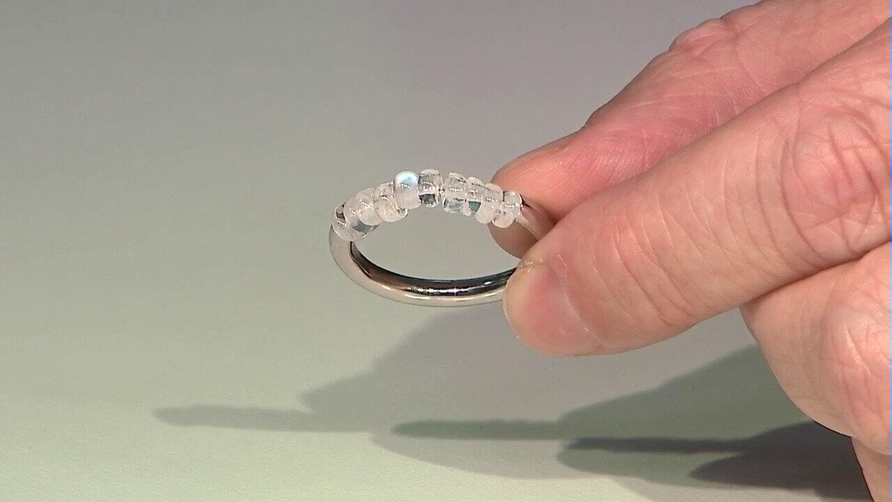 Video Anello in argento con Pietra di Luna Arcobaleno (MONOSONO COLLECTION)