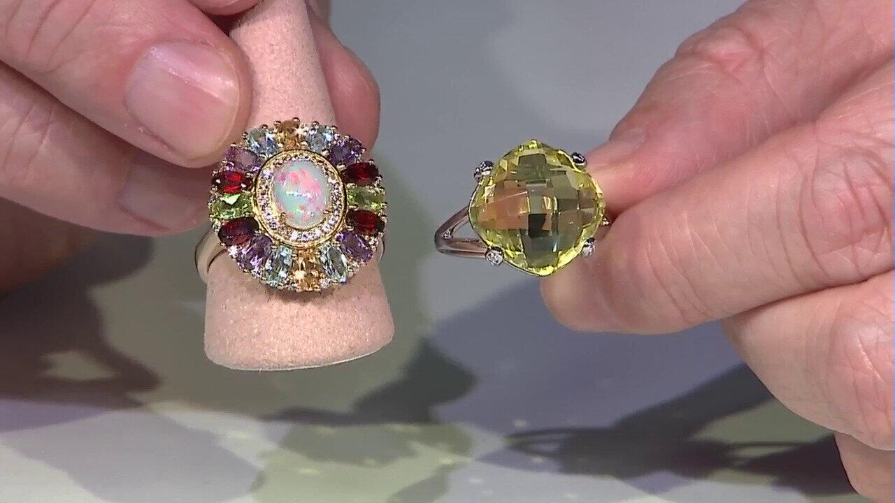 Video Zilveren ring met een Ouro Verde kwarts
