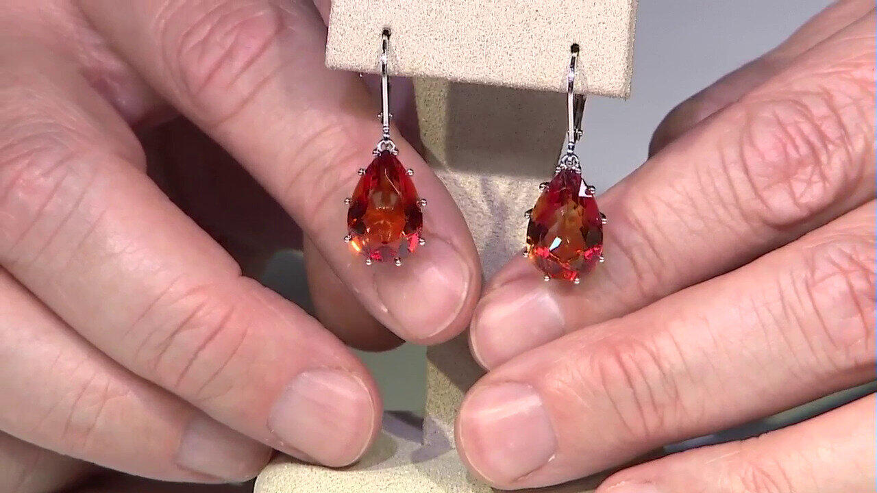 Video Zilveren oorbellen met Oranje mystieke Kwarts