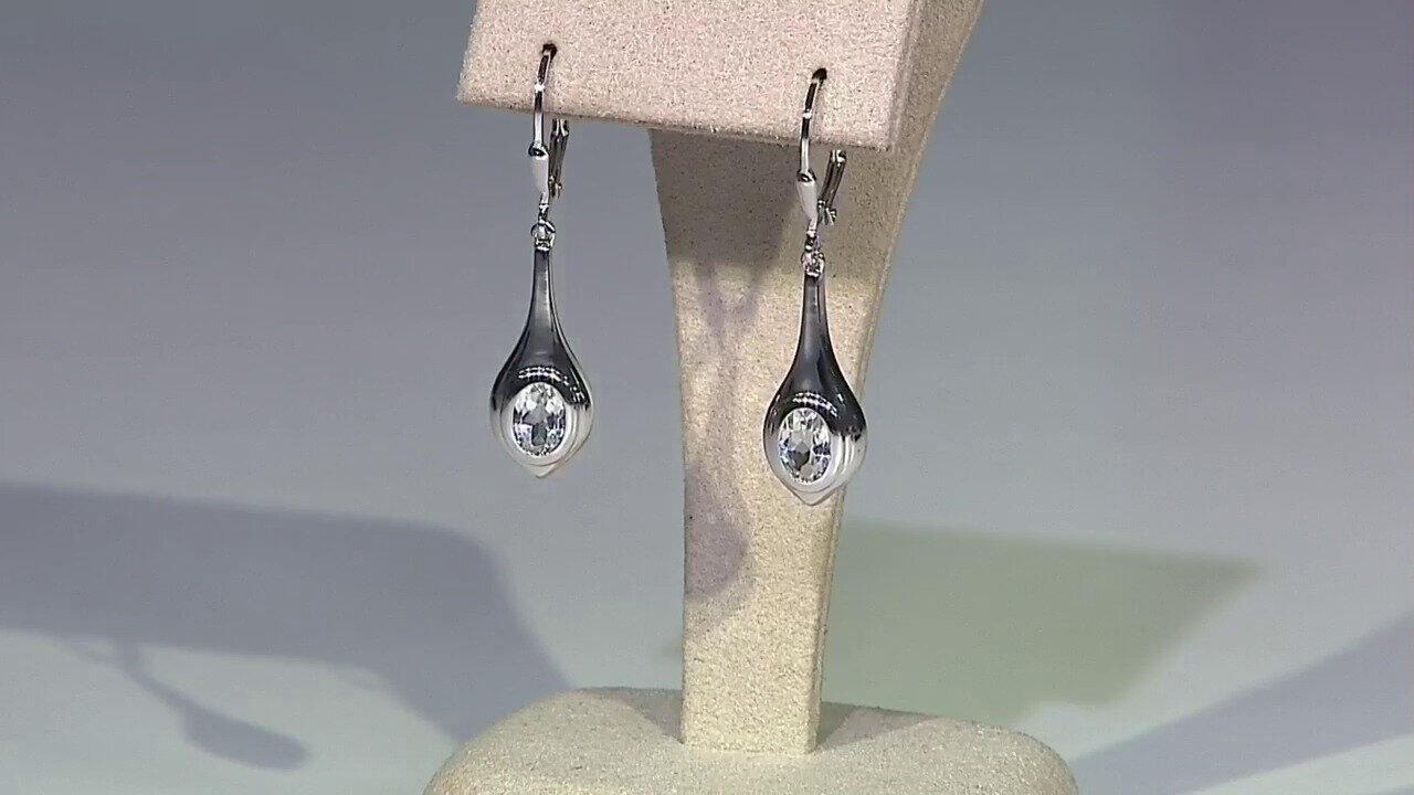 Video White Topaz Silver Earrings