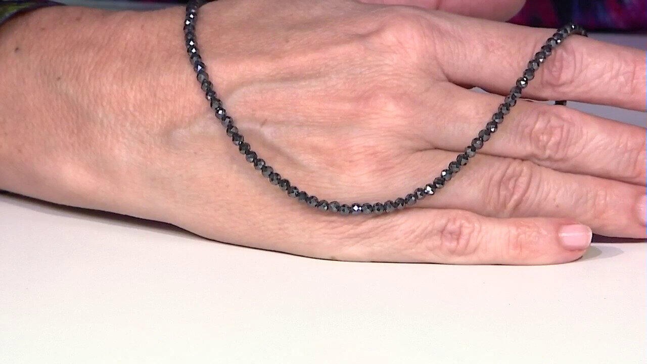 Video Schwarzer Hämatit-Silberhalskette