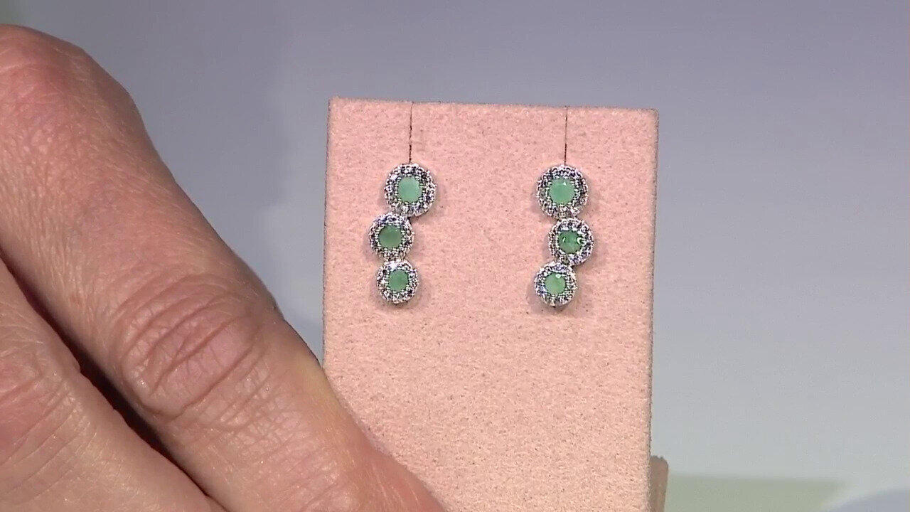Video Brazilian Emerald Silver Earrings