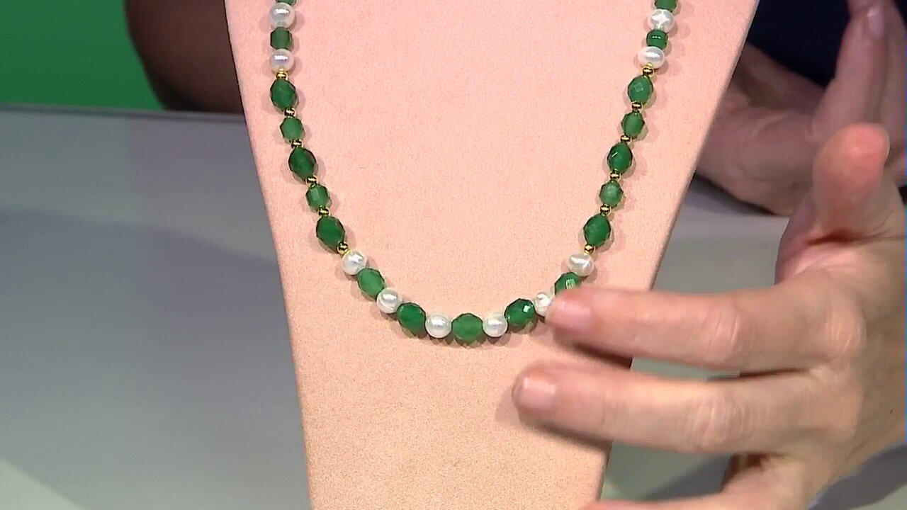 Video Green Onyx Silver Necklace (Riya)
