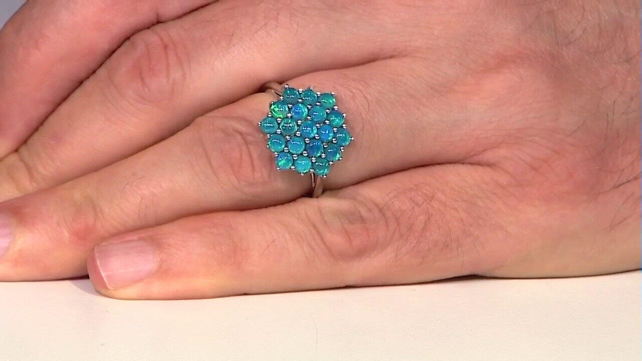 Video Anello in argento con Opale Blu dell'Etiopia