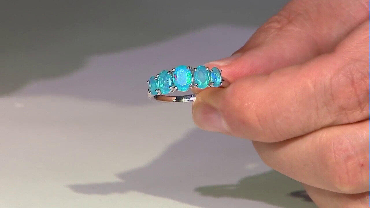 Video Anello in argento con Opale Blu dell'Etiopia