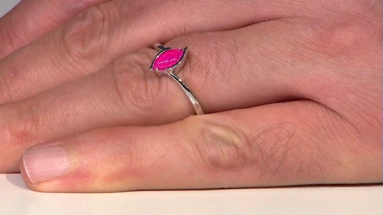 Video Anello in argento con Opale Rosa dell'Etiopia