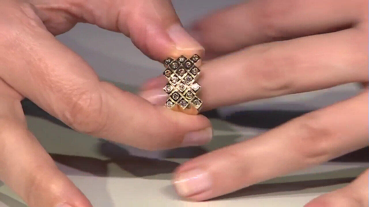 Video 9K VS1 Champagne Diamond Gold Ring