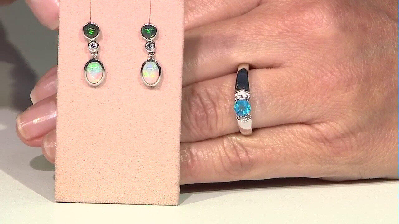 Video Neonblauer Apatit-Silberring