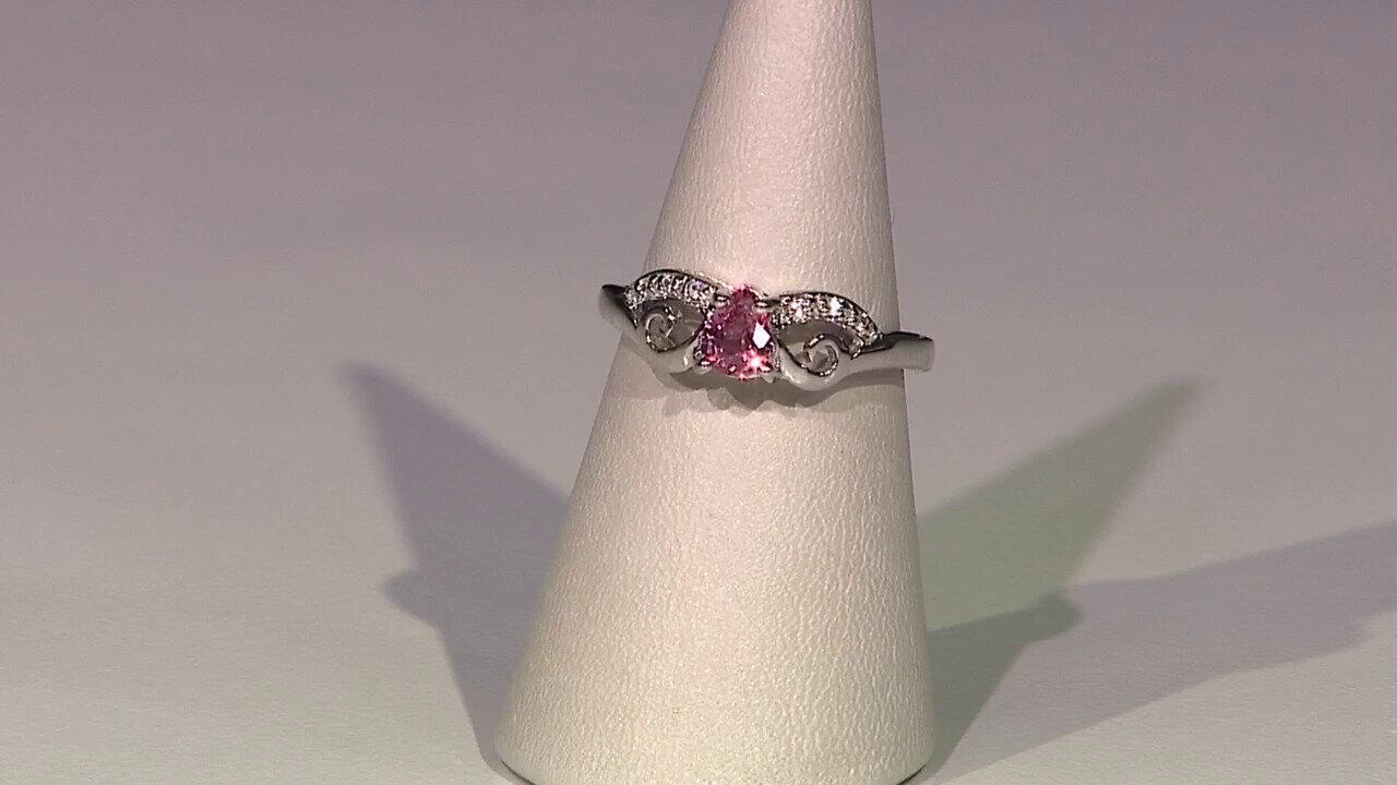 Video Anello placcato in platino con Zaffiro Padparadscha