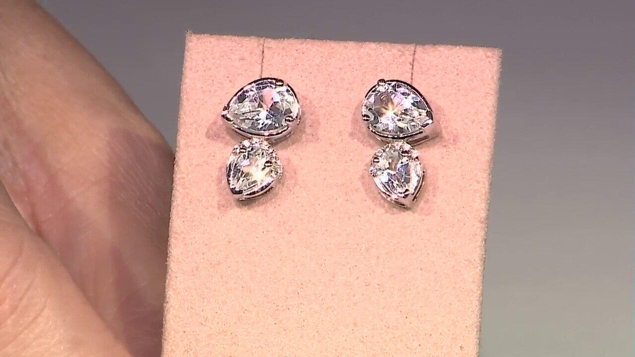 Video White Topaz Silver Earrings