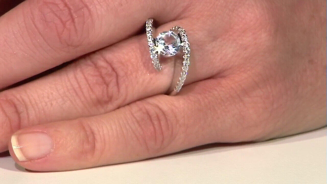 Video Zilveren ring met een witte topaas (Adela Silber)