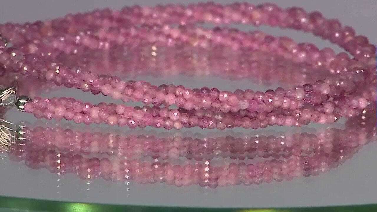 Video Nigerianischer Pinkfarbener Turmalin-Silberhalskette