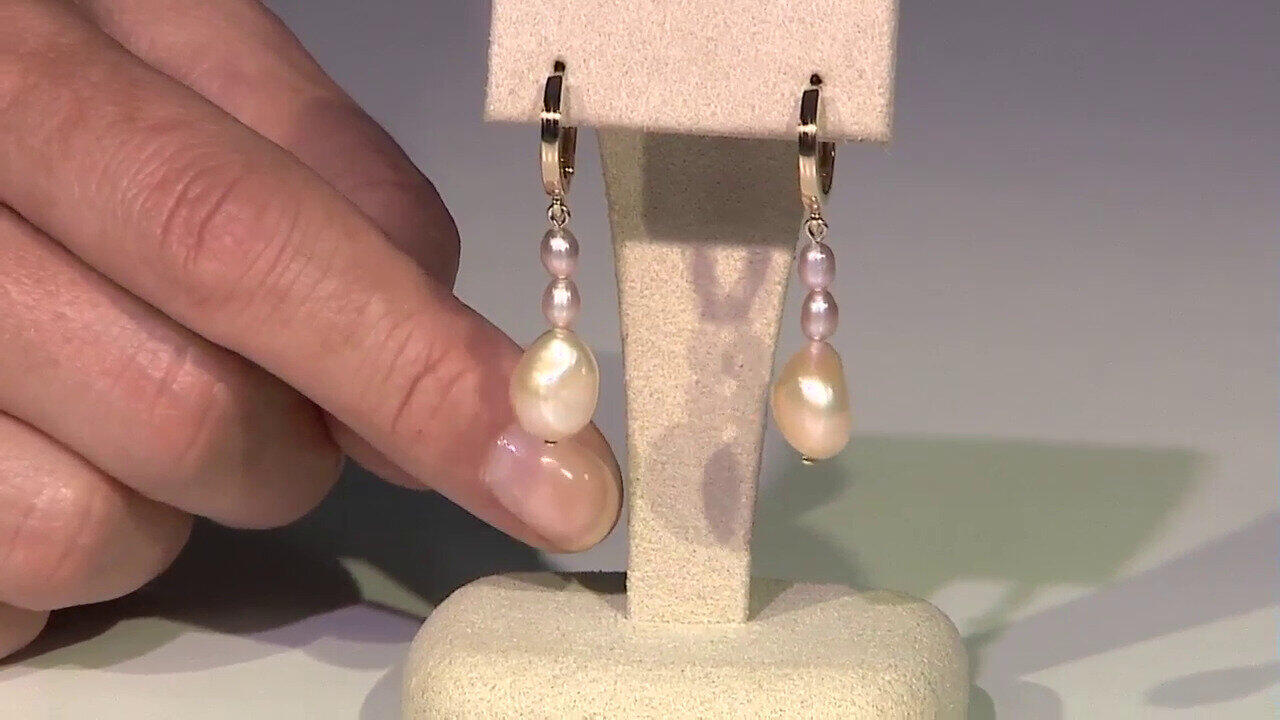 Video Zilveren oorbellen met Oranje zoetwater kweekparels (TPC)