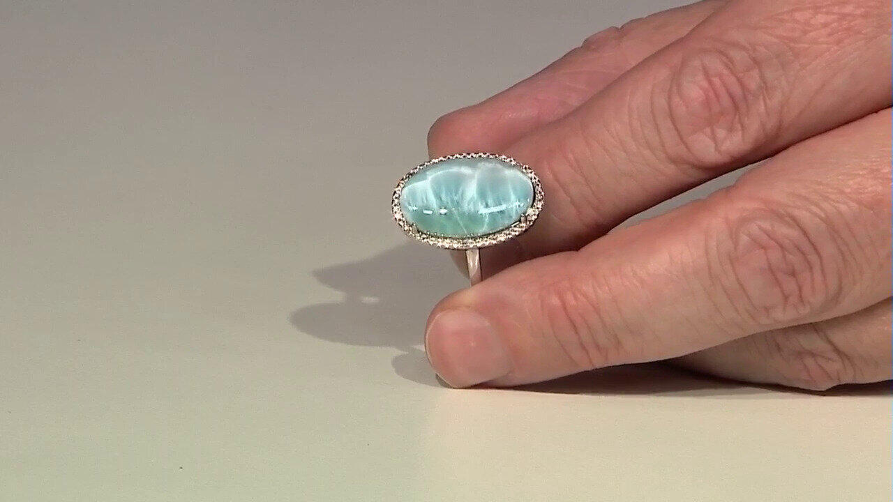 Video Zilveren ring met een larimar