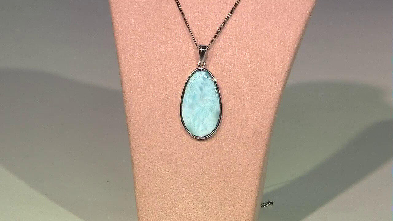 Video Zilveren hanger met een larimar