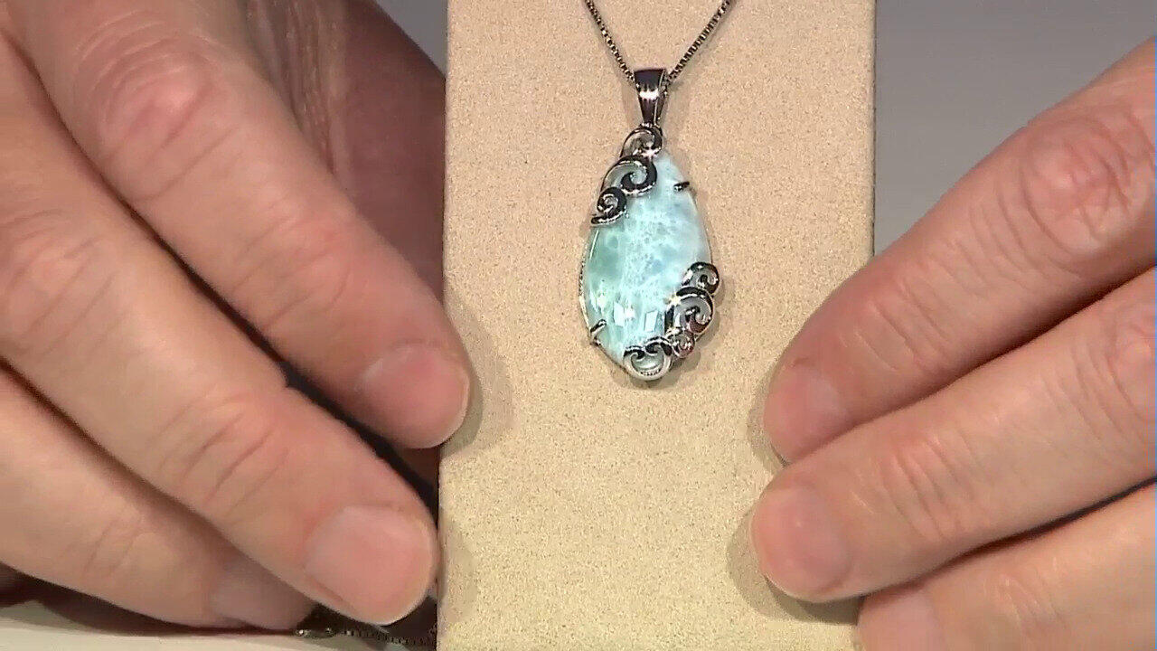 Video Zilveren hanger met een larimar