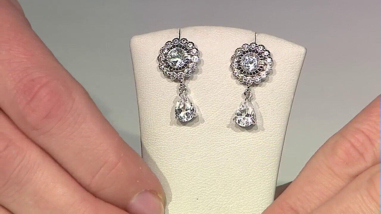 Video Boucles d'oreilles en argent et Topaze blanche