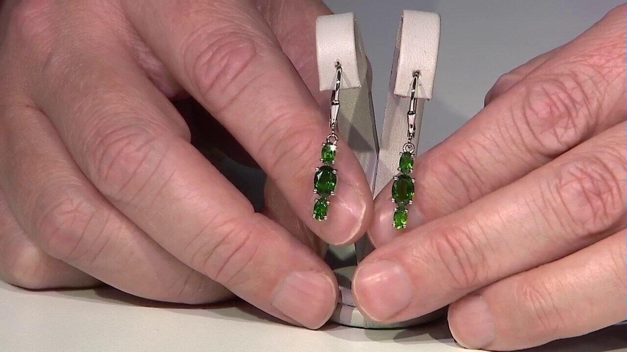 Video Pendientes en plata con Diópsido de Rusia