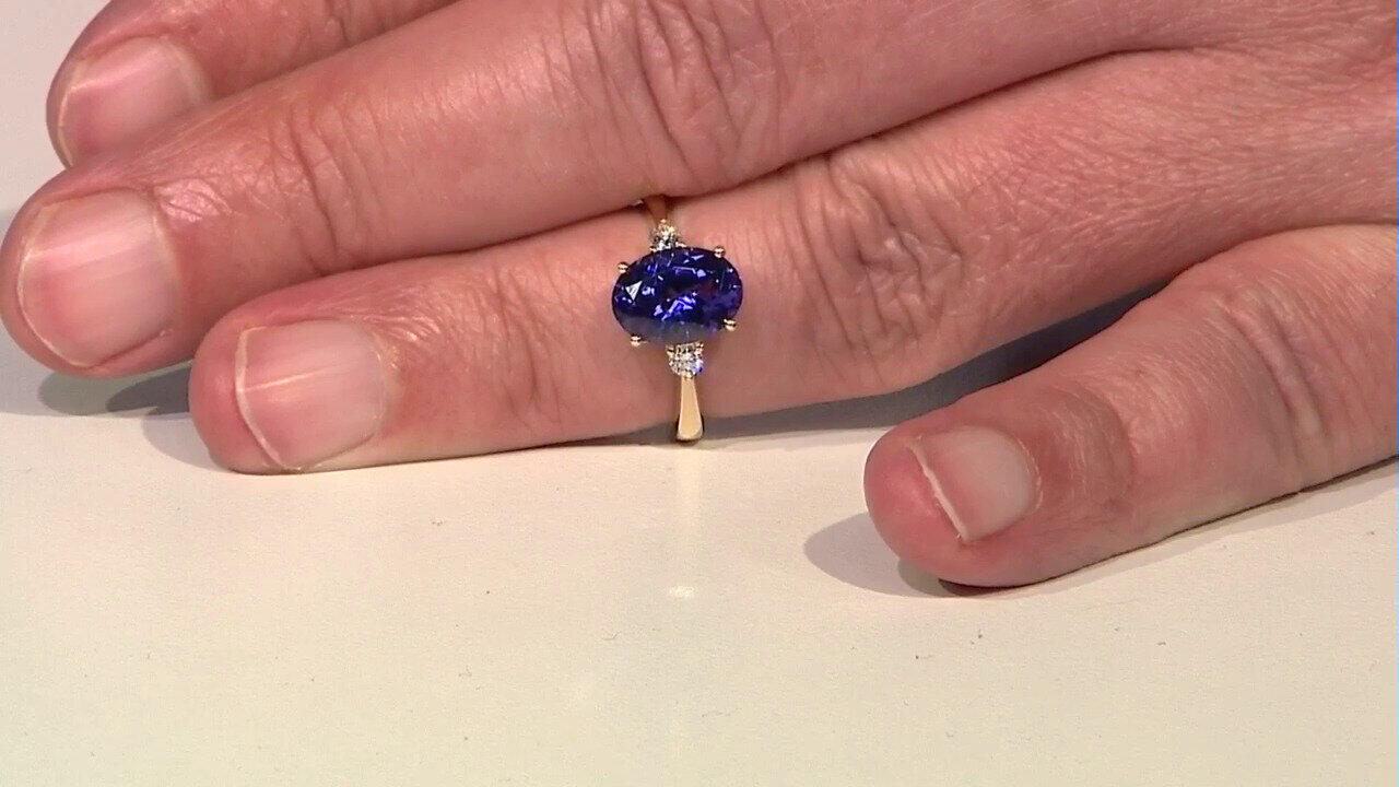 Video Gouden ring met een AAA tanzaniet (CIRARI)