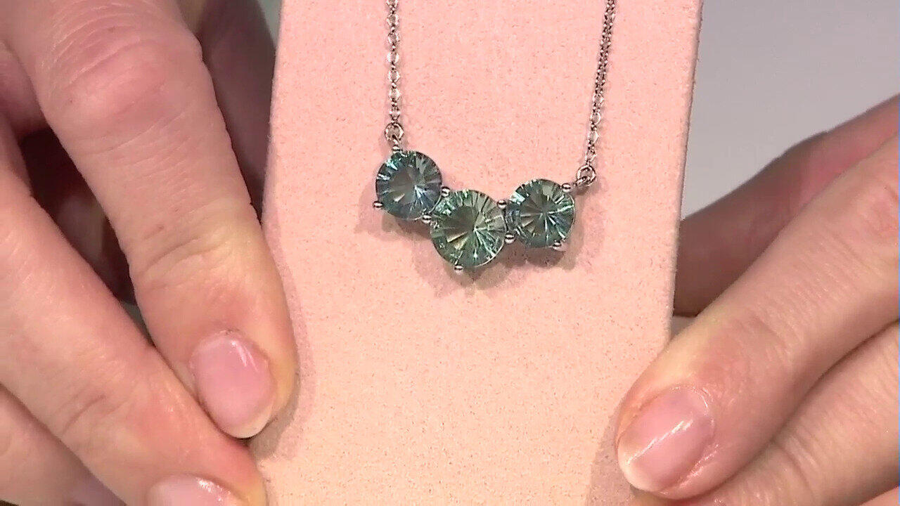 Video Zilveren halsketting met een Groene Fluoriet