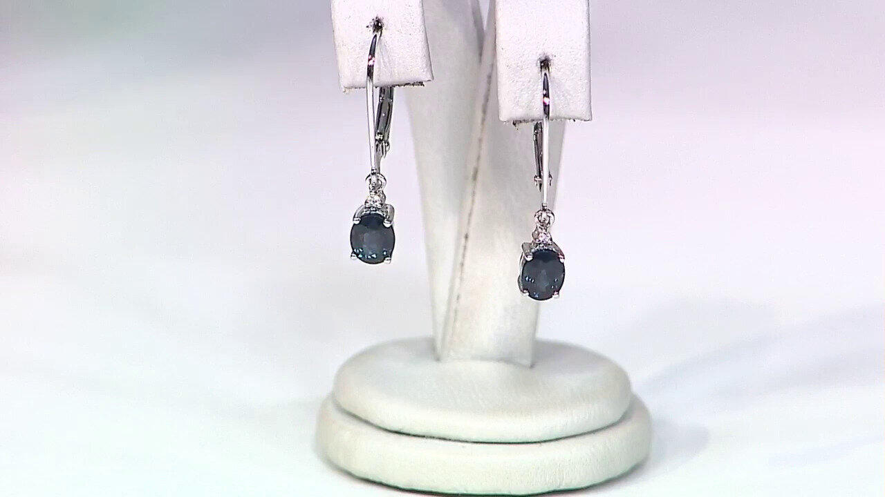 Video 10K Ceylon Blue Sapphire Gold Earrings