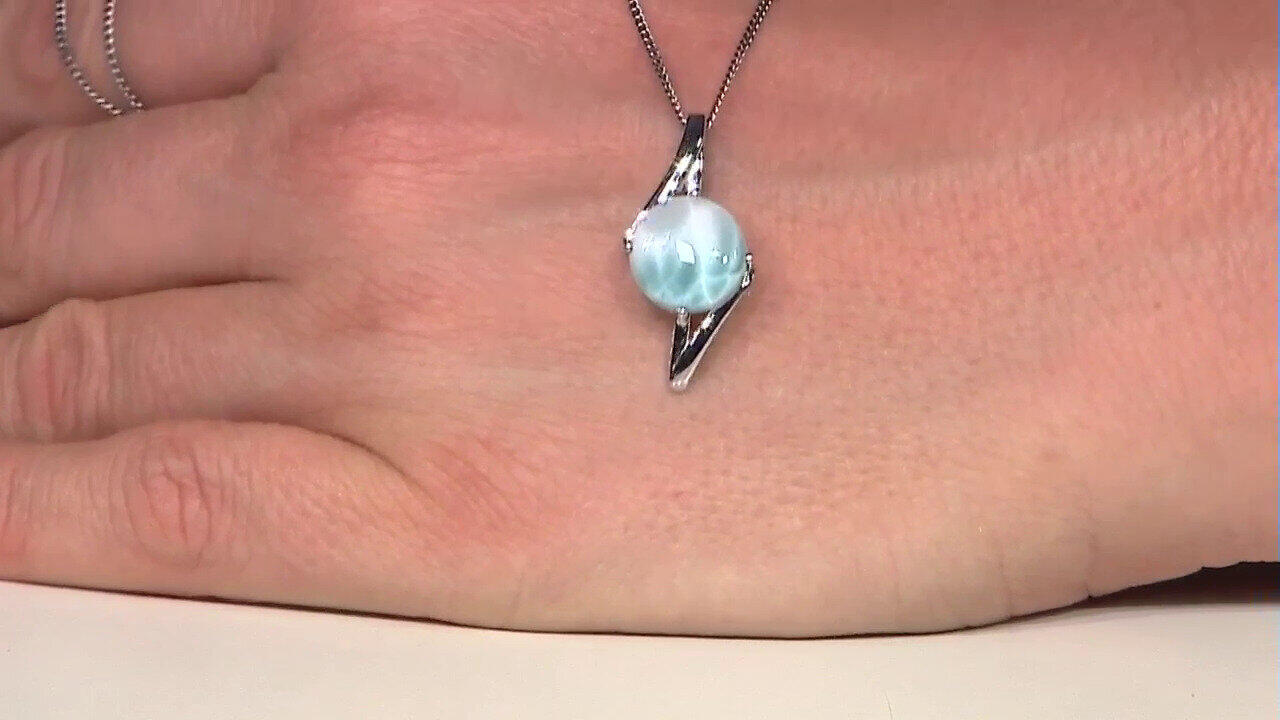Video Zilveren hanger met een larimar