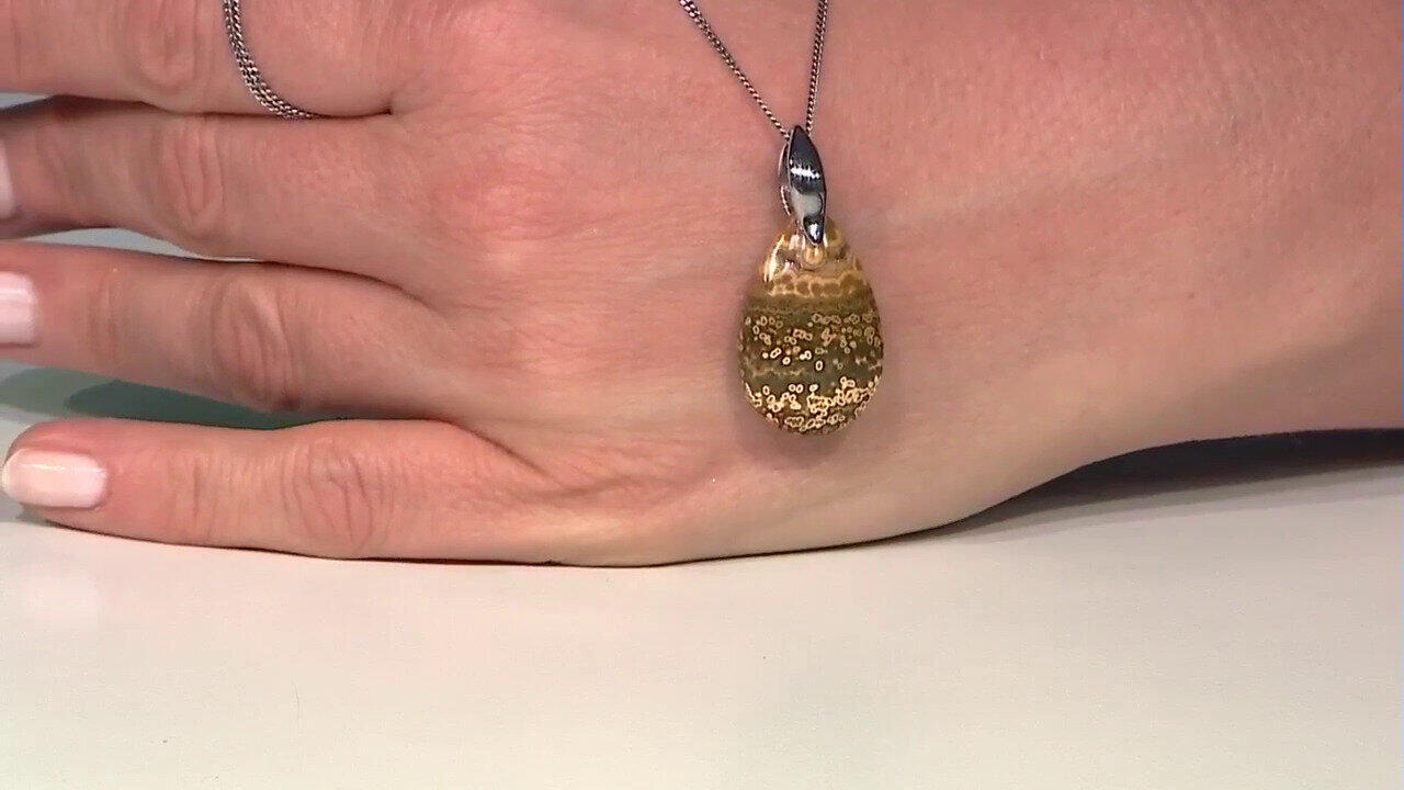 Video Ciondolo in argento con Diaspro Oceano (Bali Barong)