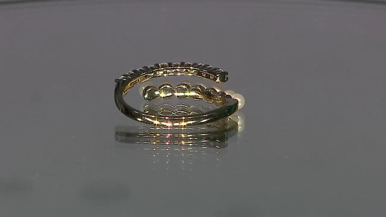 Video Weiße Süßwasserzuchtperlen-Silberring (TPC)