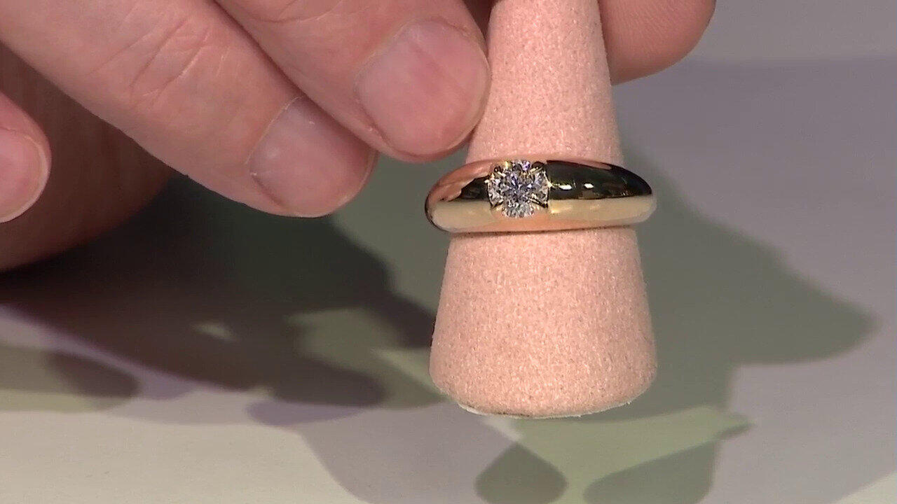 Video 9K I2 Champagne Diamond Gold Ring (de Melo)