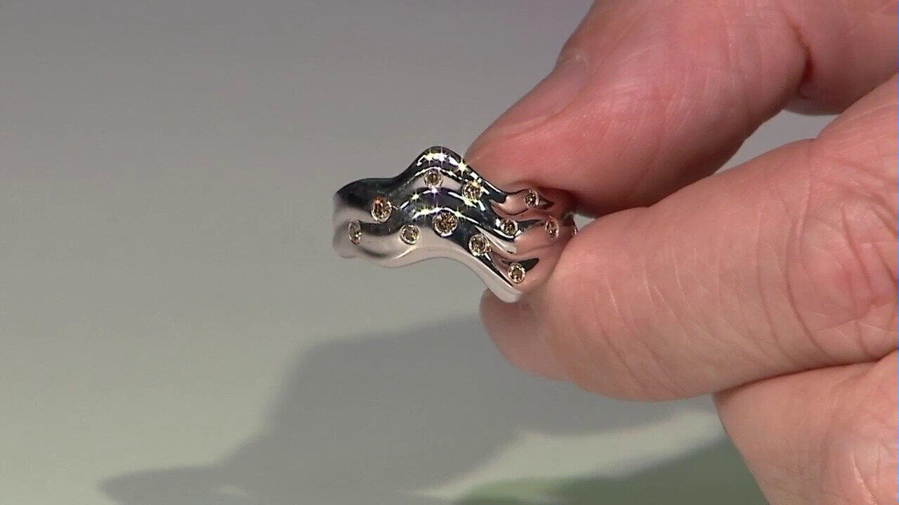 Video Zilveren ring met I2 Champagne Diamanten (de Melo)