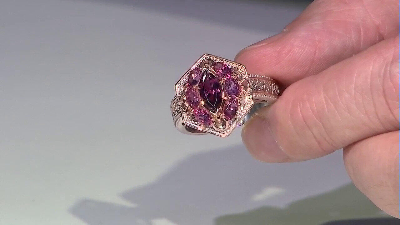 Video Brasilianischer Pinkfarbener Turmalin-Silberring (Gems en Vogue)